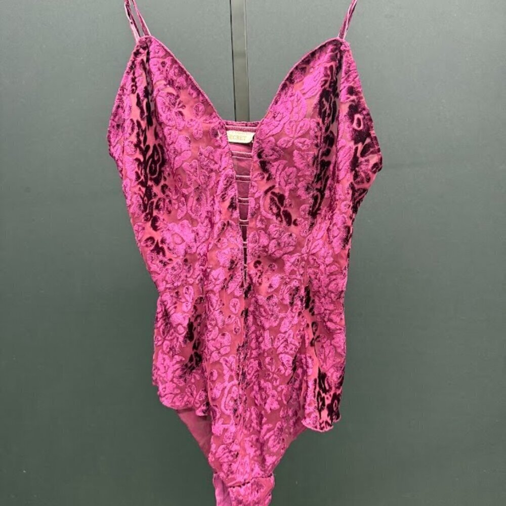 Victoria's Secret Gold Label Burgundy Velour Bodysuit Intimates